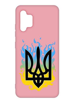 Матовый чехол с розовыми боками на samsung galaxy a32 :: тризуб пламя (принт 257)