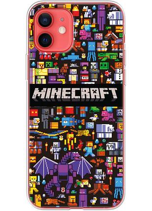 Чехол силиконовый с картинкой на iphone 12 mini (майнкрафт, minecraft)