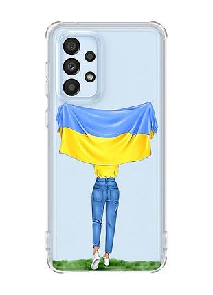 Чохол з потовщеними кутами на samsung galaxy a33 5g :: дівчина з прапором (принт 263)