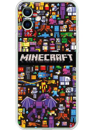 Чехол силиконовый с картинкой на iphone 12 (майнкрафт, minecraft)