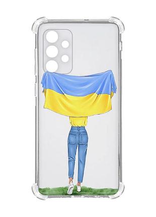 Чехол с утолщёнными углами на oppo a72 5g :: девушка с флагом (принт 263)