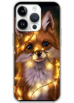 Чехол силиконовый с картинкой на iphone 14 pro max (новогодний, лисичка)