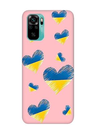 Матовий чохол з рожевими боками на xiaomi redmi note 10/note 10s :: сердечка. україна (принт 258)