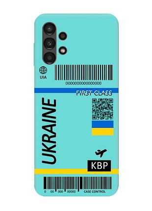 Матовий чохол з бірюзовими боками на samsung galaxy a13 4g :: авіаквиток україна (принт 262)