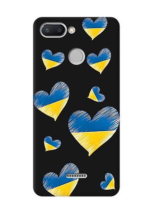 Матовий чохол з чорними боками на xiaomi redmi 6 :: сердечка. україна (принт 258)
