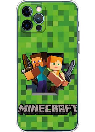 Чехол силиконовый с картинкой на iphone 12 pro (майнкрафт, minecraft)