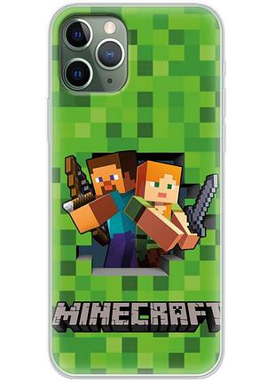 Чехол силиконовый с картинкой на iphone 11 pro (майнкрафт, minecraft)