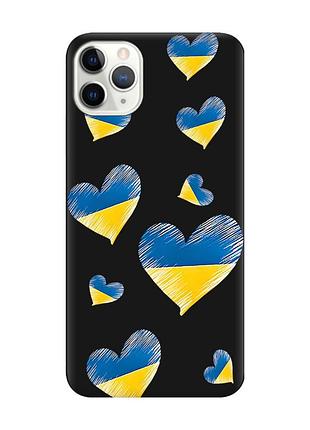 Матовий чохол з чорними боками на iphone 11 pro max (6.5) :: сердечка. україна (принт 258)
