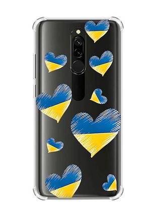 Чехол с утолщенными углами на xiaomi redmi 8 :: сердечка. украина (принт 258)