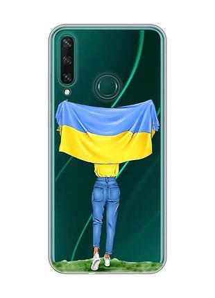 Прозрачный чехол на huawei y6p :: девушка с флагом (принт 263)