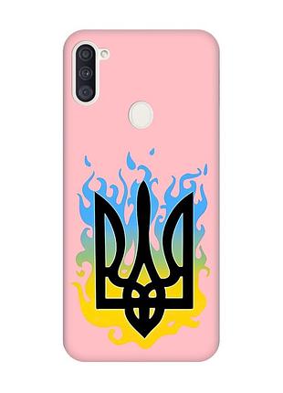 Матовий чохол з рожевими боками на samsung galaxy a11 :: тризуб полум'я (принт 257)
