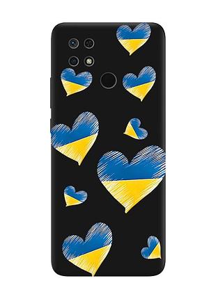 Матовый чехол с черными боками на xiaomi redmi 10c :: сердечка. украина (принт 258)