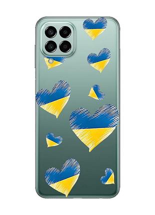 Прозрачный чехол на samsung galaxy m33 5g :: сердечка. украина (принт 258)