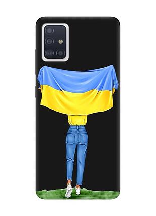 Матовый чехол с черными боками на samsung galaxy a71/a715 :: девушка с флагом (принт 263)