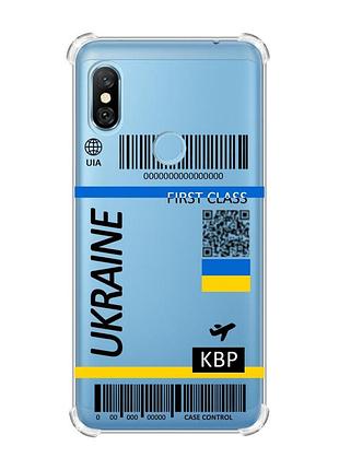 Чехол с утолщёнными углами для xiaomi redmi note 6 pro :: авиабилет украина (принт 262)