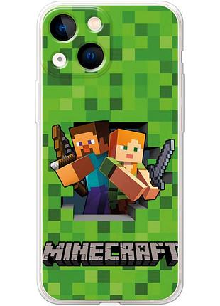 Чехол силиконовый с картинкой на iphone 13 mini (майнкрафт, minecraft)