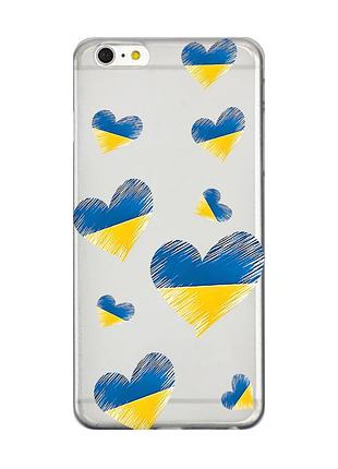 Прозрачный чехол на iphone 6+/6 plus :: сердечка. украина (принт 258)