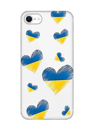 Прозорий чохол на iphone se 2020 :: сердечка. україна (принт 258)