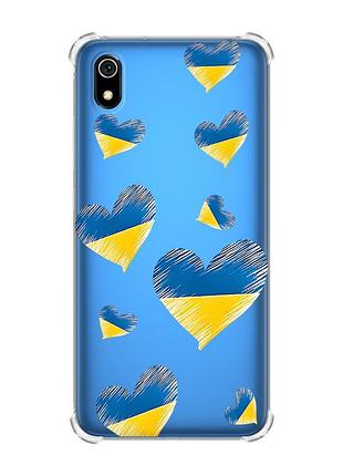 Чехол с утолщенными углами для xiaomi redmi 7a :: сердечка. украина (принт 258)