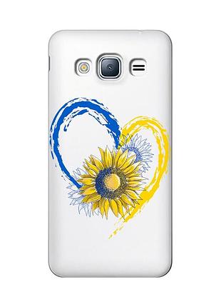 Прозрачный чехол на samsung galaxy j3 2016 (j310) :: сердце с подсолнухом. украина (принт 260)