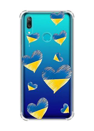 Чохол з потовщеними кутами huawei y7 2019/y7 prime 2019 :: сердечка. україна (принт 258)