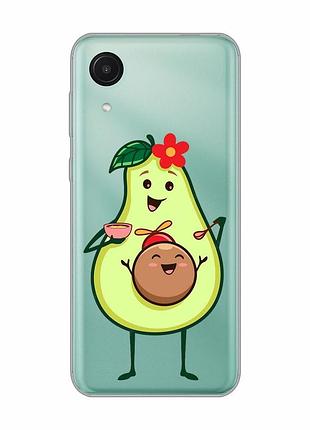 Прозрачный чехол на samsung galaxy a03 core / a032 :: малыш авокадо (принт 309)