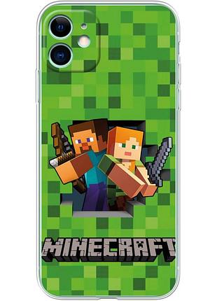 Чехол силиконовый с картинкой на iphone 11 (майнкрафт, minecraft)