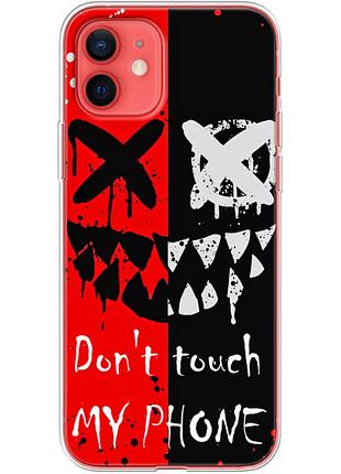 Чехол силиконовый с картинкой на iphone 12 mini (не трогай мой телефон)