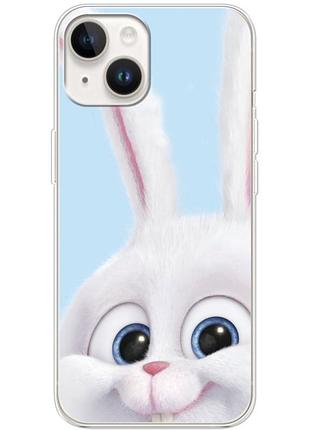 Чехол силиконовый с картинкой на iphone 14 plus (кролик снежок)