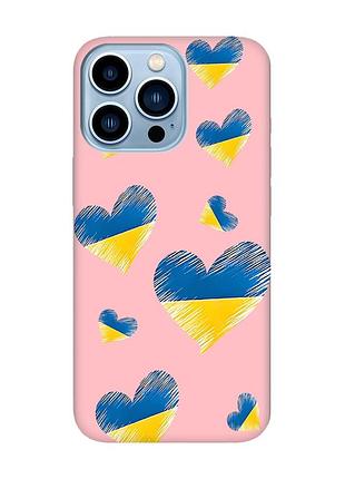 Матовый чехол с розовыми боками на apple iphone 13 pro max :: сердечка. украина (принт 258)