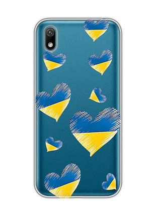 Прозрачный чехол для huawei y5 2019 / honor 8s :: сердечка. украина (принт 258)