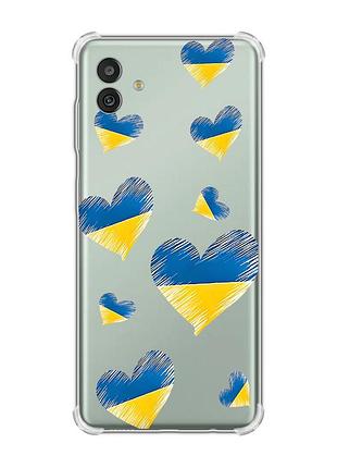 Чохол з потовщеними кутами на samsung galaxy m13 5g :: сердечка. україна (принт 258)