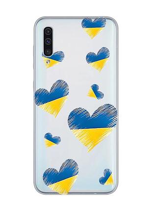 Прозрачный чехол на samsung galaxy a50 (2019) a505 :: сердечка. украина (принт 258)