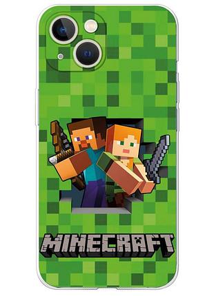 Чехол силиконовый с картинкой на iphone 13 (майнкрафт, minecraft)