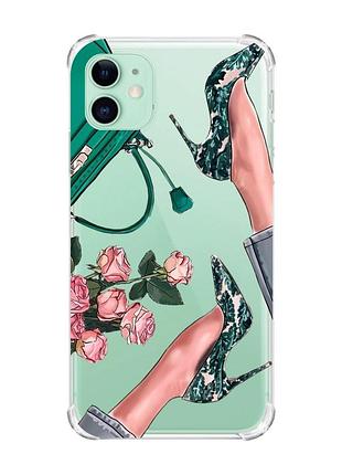 Чохол з потовщеними кутами на apple iphone 11 (6.1) :: туфельки і квіти (принт 225)