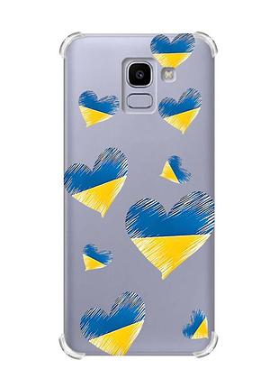 Чохол із потовщеними кутами на samsung galaxy j6 (2018) j600f :: сердечка. україна (принт 258)