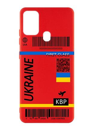 Матовый чехол с красными боками на samsung galaxy m30s/m21 :: авиабилет украина (принт 262)