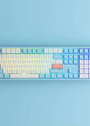 Akko x monsgeek mg108 rgb механические клавиатуры (pbt кейкапы) akko cream yellow/blue switch akko cream yellow switch v3 (linear), doll of the princ…