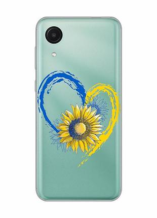 Прозрачный чехол на samsung galaxy a03 core / a032 :: сердце с подсолнухом. украина (принт 260)