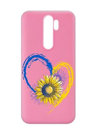 Матовий чохол з рожевими боками на xiaomi redmi note 8 pro :: серце з соняхом. україна (принт 260)
