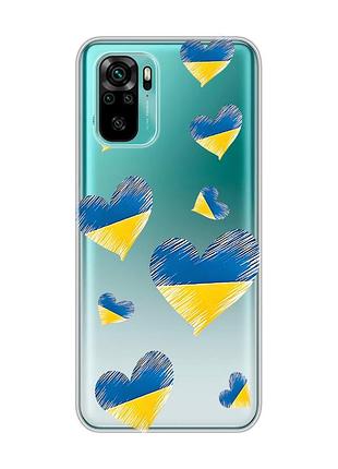 Прозорий чохол на xiaomi redmi note 10 / note 10s :: сердечка. україна (принт 258)