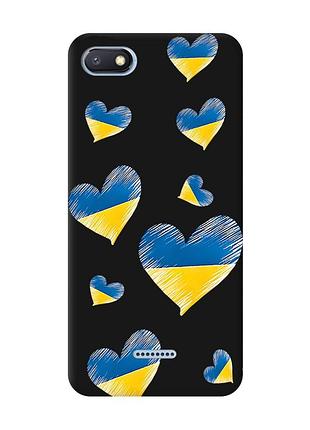 Матовый чехол с черными боками на xiaomi redmi 6a :: сердечка. украина (принт 258)