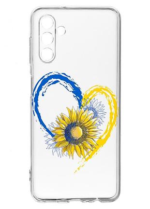Прозрачный чехол на samsung a04s/a13 5g :: сердце с подсолнухом. украина (принт 260)