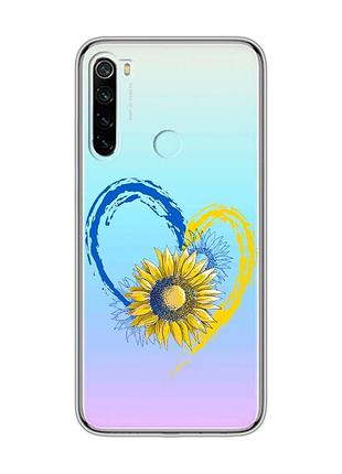 Прозорий чохол на xiaomi redmi note 8 :: серце з соняхом. україна (принт 260)