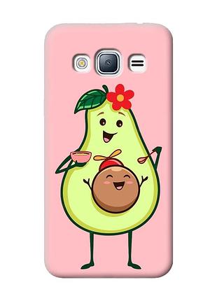 Матовый чехол с розовыми боками на samsung galaxy j3/j310 :: малыш авокадо (принт 309)