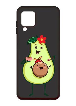 Матовый чехол с черными боками на samsung galaxy a22 4g/m32/m22 :: малыш авокадо (принт 309)