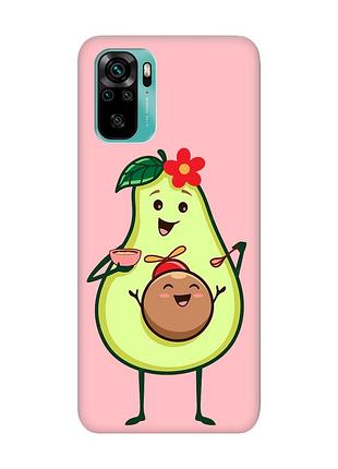 Матовий чохол з рожевими боками на xiaomi redmi note 10/note 10s :: малюк авокадо (принт 309)