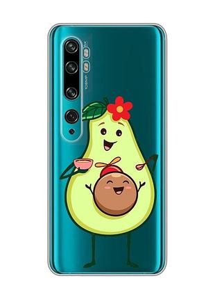 Прозрачный чехол на xiaomi mi note 10/note 10 pro :: малыш авокадо (принт 309)