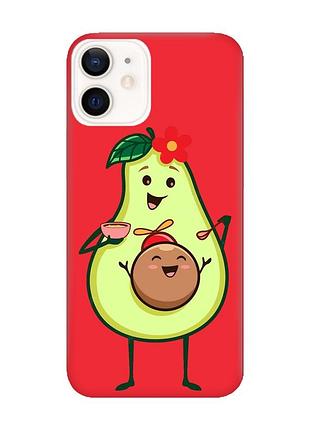 Матовый чехол с красными боками на apple iphone 12/12 pro (6.1) :: малыш авокадо (принт 309)