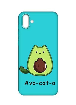 Матовий чохол з бірюзовими боками на samsung galaxy a04 :: котик авокадо (принт 306)